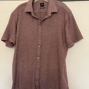 Hugo Boss XL sharp fit nice burgundy knit button down